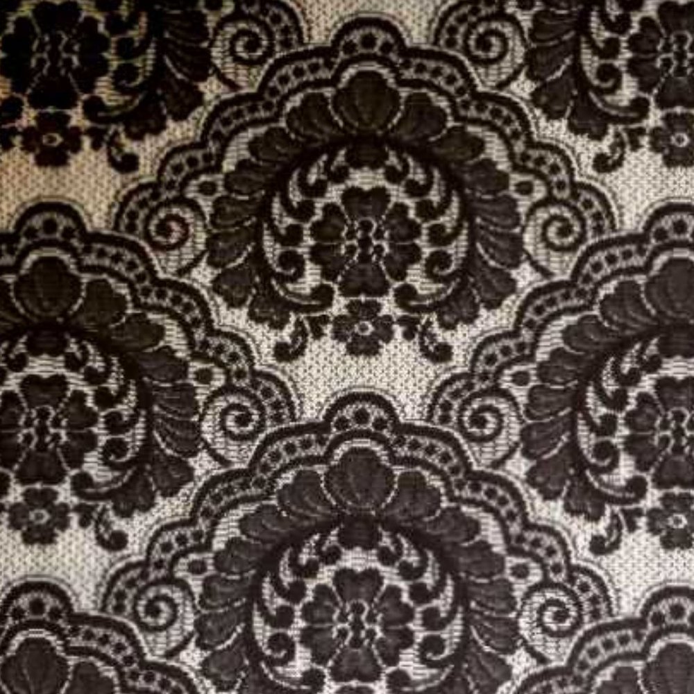 Black Lace Sheer Drapery Fabric